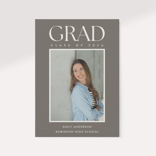 Modern Classic Brown Graduation Photo Announcement Aankondiging