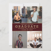 Modern Classic Burgundy Gold Photo Afstuderen Aankondiging (Voorkant)