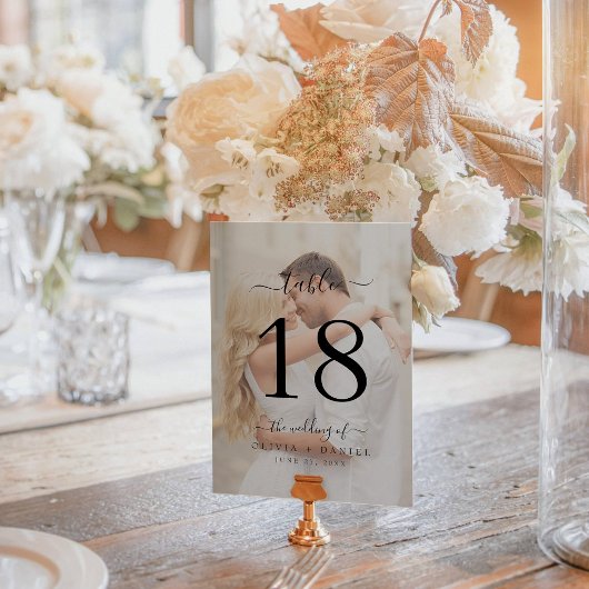 Modern Classic Calligraphy Wedding Photo Kaart