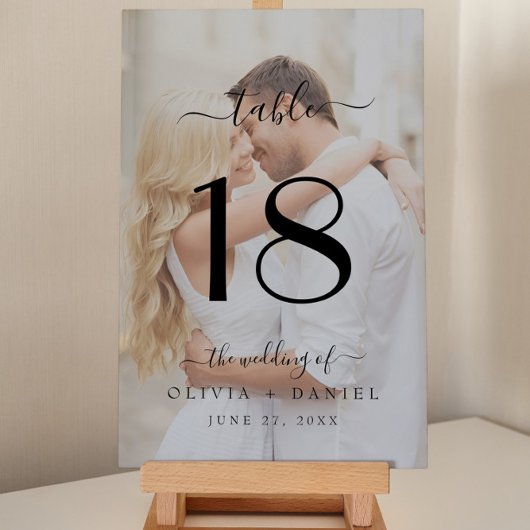 Modern Classic Calligraphy Wedding Photo Kaart