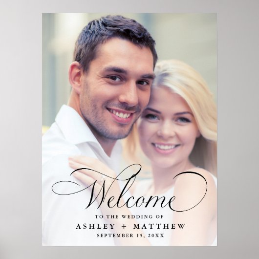 Modern Classic Calligraphy Wedding Welcome Photo Poster (Voorkant)