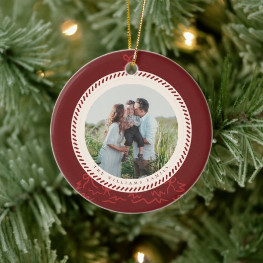 Modern Classic Christmas Photo Elegant  Keramisch Ornament (Boom)