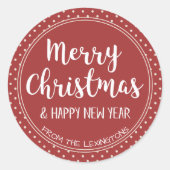 Modern Classic Christmas rustieke rode ivoor Stipp Ronde Sticker (Voorkant)