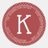 Modern Classic Christmas rustieke rode Stippen Adr Ronde Sticker (Voorkant)