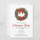 Modern Classic Christmas Wreath Party Invitation Kaart (Voorkant)