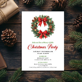 Modern Classic Christmas Wreath Party Invitation Kaart