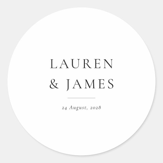 Modern Classic Couple Wedding Favor Sticker (Voorkant)