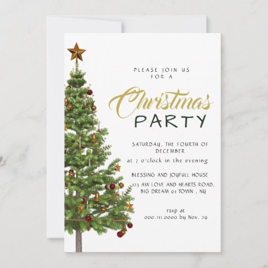 Modern Classic Decorated Christmas Tree Holiday Kaart (Voorkant)