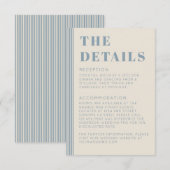 Modern Classic Details Blue Striped Wedding  Informatiekaartje (Voorkant / Achterkant)