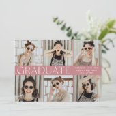 Modern Classic Dusty Roos 6 Foto Afstuderen Aankondiging (Staand voorkant)