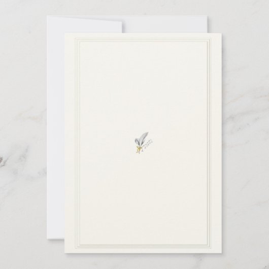 Modern Classic Ecru Lijst Lily of Valley Wedding Kaart (Achterkant)