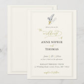 Modern Classic Ecru Lijst Lily of Valley Wedding Kaart (Voorkant / Achterkant)