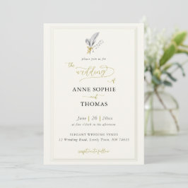 Modern Classic Ecru Lijst Lily of Valley Wedding Kaart