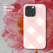 Modern Classic Eenvoudig Blush Roze Plaid Monogram Case-Mate iPhone Case