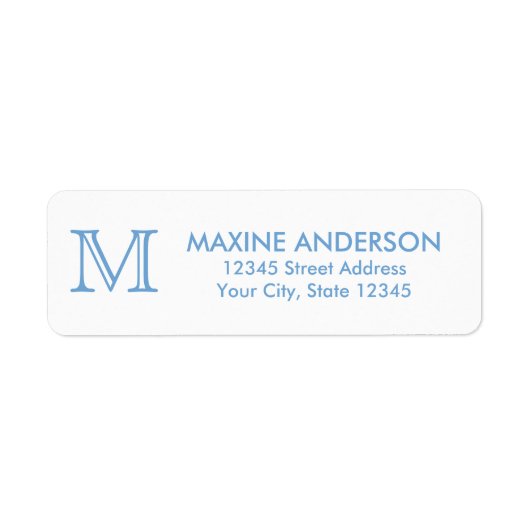 Modern Classic Elegant Chic Dusty Blue Monogram Etiket (Voorkant)