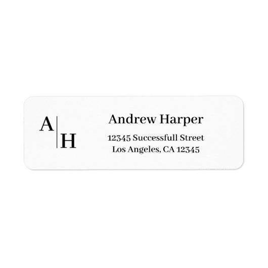 Modern Classic Elegant Custom Monogram Initiaal Etiket (Voorkant)