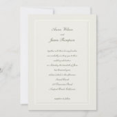 Modern Classic Elegant Lijst Ecru Formele bruiloft Kaart (Voorkant)