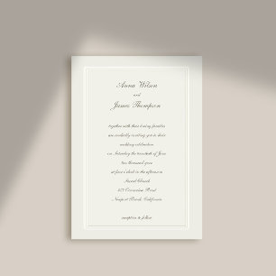 Modern Classic Elegant Lijst Ecru Formele bruiloft Kaart