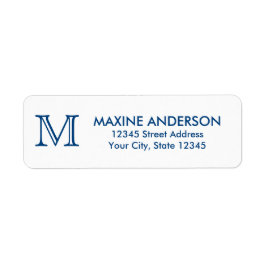 Modern Classic Elegant Navy Blue Monogram Initiaal Etiket