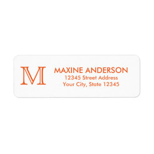 Modern Classic Elegant Oranje Monogram Etiket