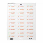 Modern Classic Elegant Oranje Monogram Etiket (Full Sheet)