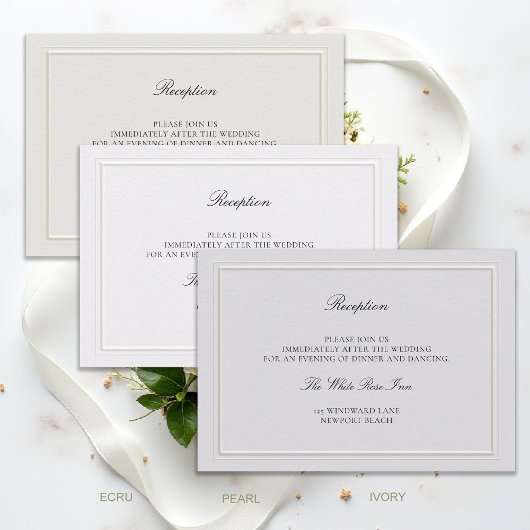 Modern Classic Elevated Ecru Wedding Reception Informatiekaartje