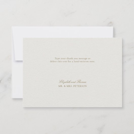 Modern Classic Elevated Gold Ecru Formal Wedding Bedankkaart (Achterkant)