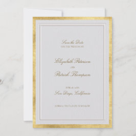 Modern Classic Elevated Gold Ivory Formal Wedding Save The Date
