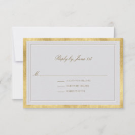 Modern Classic Elevated Ivory Gold Formal Wedding RSVP Kaartje