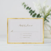 Modern Classic Elevated Ivory Gold Formal Wedding RSVP Kaartje (Staand voorkant)