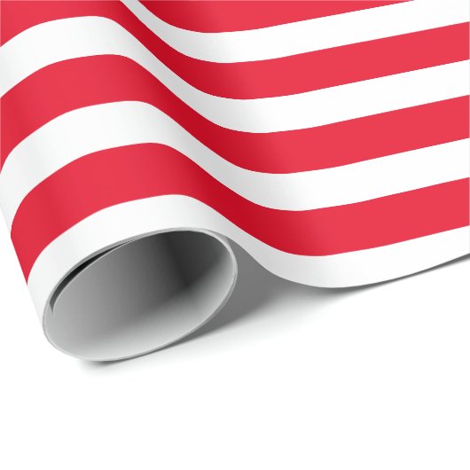Modern Classic Feestelijk Rood en Wit Gestreept Cadeaupapier (Rol Hoek)