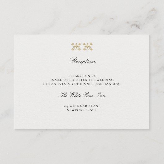Modern Classic Formal Golden Lys Ivory Wedding Informatiekaartje (Voorkant)