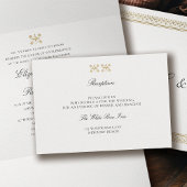 Modern Classic Formal Golden Lys Ivory Wedding Informatiekaartje