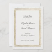 Modern Classic Formal Golden Lys Ivory Wedding Save The Date (Voorkant)