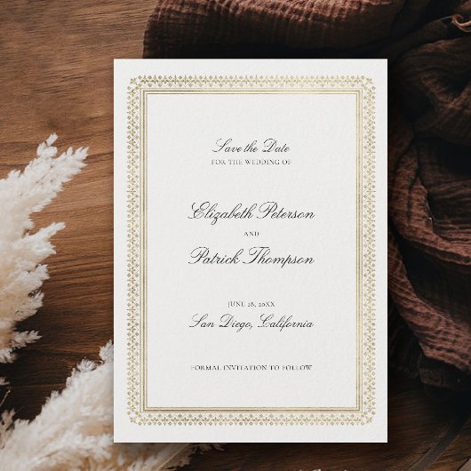 Modern Classic Formal Golden Lys Ivory Wedding Save The Date