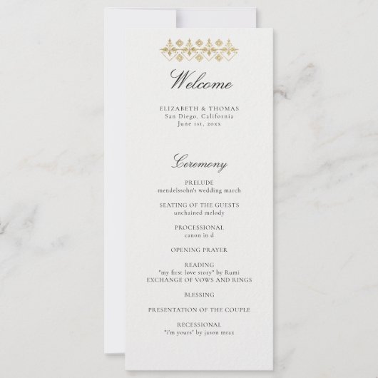 Modern Classic Formal Golden Lys Wedding Program (Voorkant)