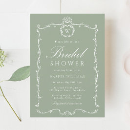 Modern Classic Frame Bridal Shower Sage Green Kaart