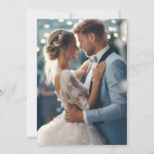 Modern Classic French Frame Blue Wedding Photo Bedankkaart (Achterkant)