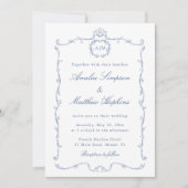 Modern Classic French Frame Wedding Dusty Blue Kaart (Voorkant)