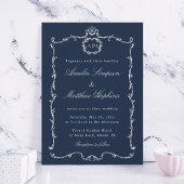 Modern Classic French Frame Wedding Navy Blue Kaart