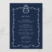 Modern Classic French Frame Wedding Navy Blue Menu (Voorkant)