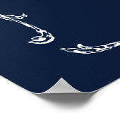 Modern Classic French Frame Wedding Navy Blue Poster (Hoek)