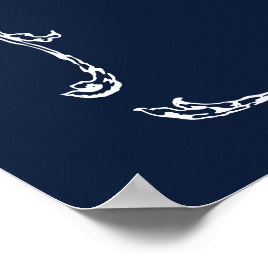 Modern Classic French Frame Wedding Navy Blue Poster (Hoek)