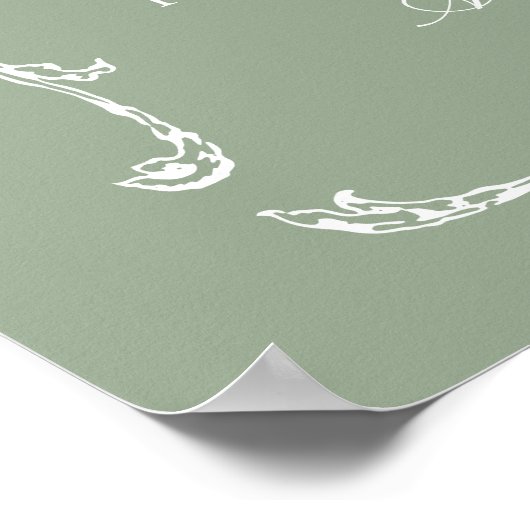 Modern Classic French Sage Green Wedding Timeline Poster (Hoek)