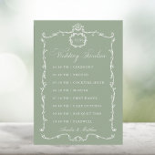 Modern Classic French Sage Green Wedding Timeline Programmakaart