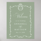 Modern Classic French Sage Green Wedding Welcome Poster (Voorkant)