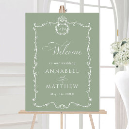 Modern Classic French Sage Green Wedding Welcome Poster