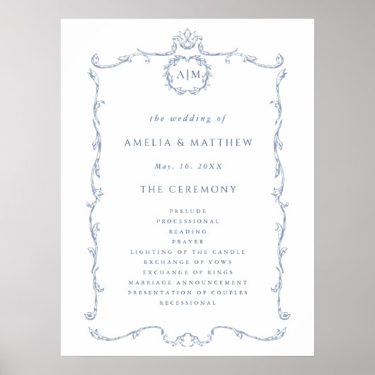 Modern Classic French Wedding Ceremony Program  Poster (Voorkant)