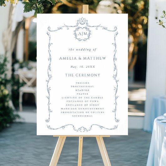 Modern Classic French Wedding Ceremony Program Poster