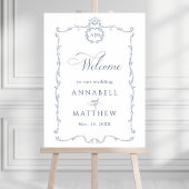 Modern Classic French Wedding Dusty Blue Welcome Poster
